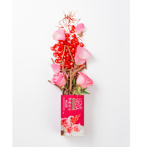 Love Veda Ayurvedic Rose Soap Pack of 4 (100g Each) | Handmade with Rose Water, Almond Milk, Saffron, Pomegranate & Manjistha Extracts| Natural, Allergen-Free, Nourishing Bath Bar for Glowing Skin