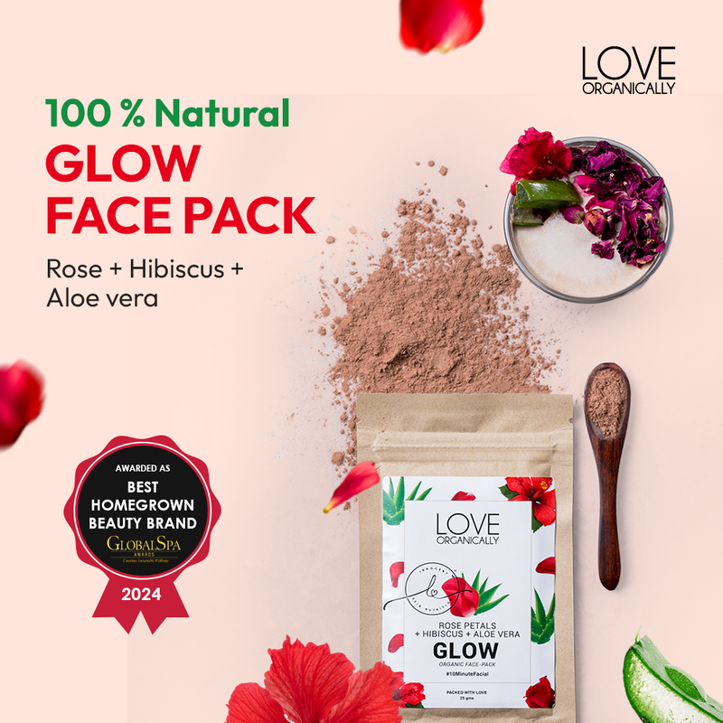 Glow Face Pack - Rose Petals + Hibiscus + Aloe Vera - Single Pack
