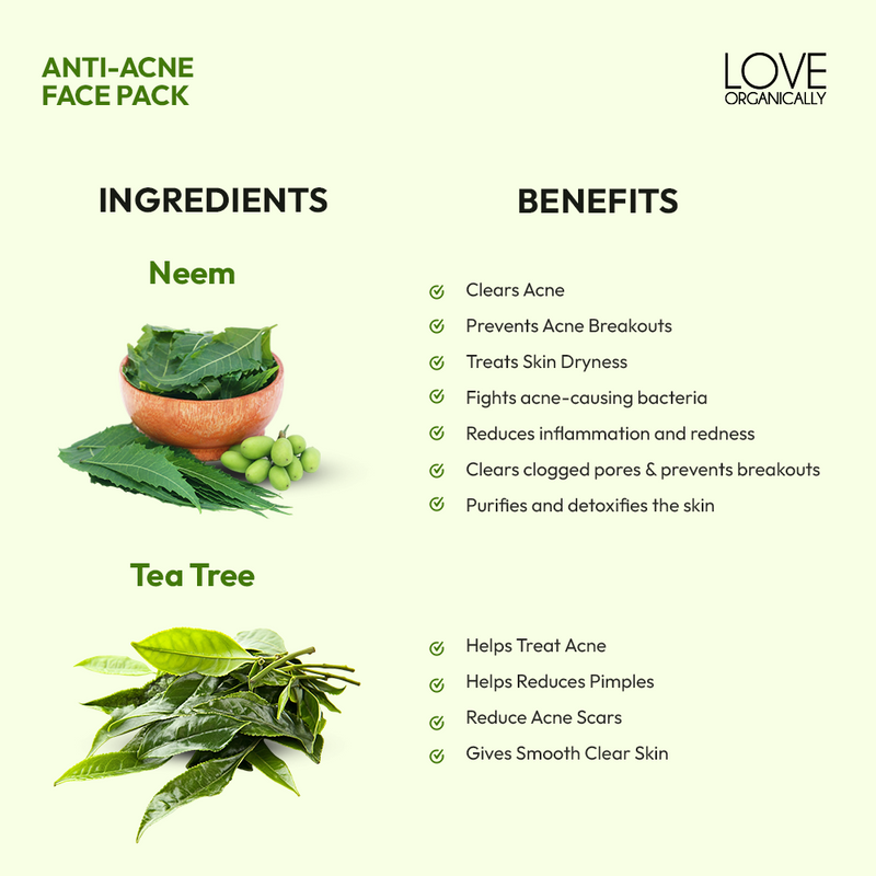 Anti Acne Face Pack - Tea Tree Oil + Neem - Single Pack
