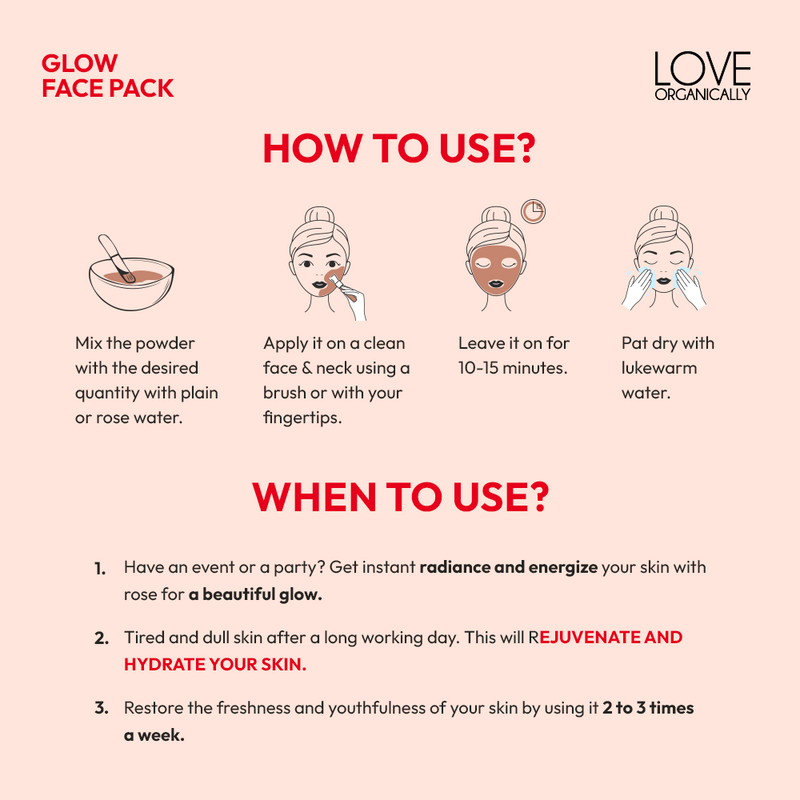 Glow Face Pack - Rose Petals + Hibiscus + Aloe Vera - Single Pack